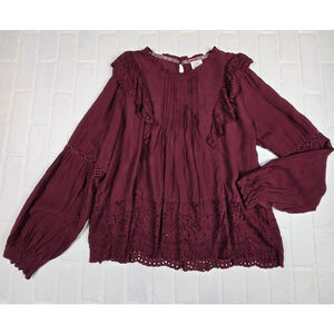 Knox Rose Long Sleeve Flowy Blouse Size Medium